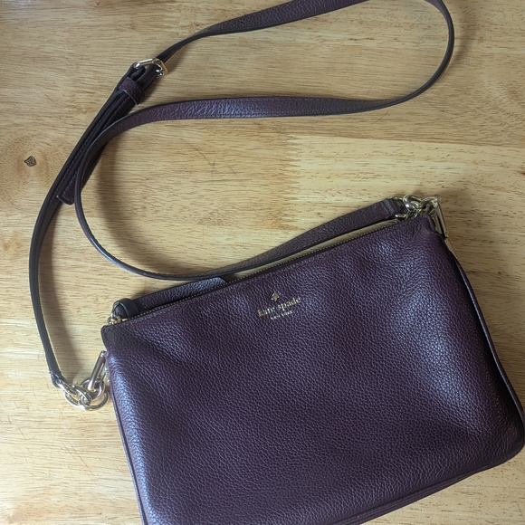 kate spade Handbags - Kate Spade Dark Berry/Maroon Leather Crossbody Bag